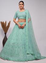 Soft Net Mint Green Wedding Wear Sequins Work Lehenga Choli